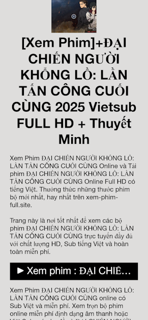 [Xem Phim]+ĐẠI CHIẾN NGƯỜI KHỔNG LỒ: LẦN TẤN CÔNG CUỐI CÙNG 2025 Vietsub FULL HD + Thuyết Minh